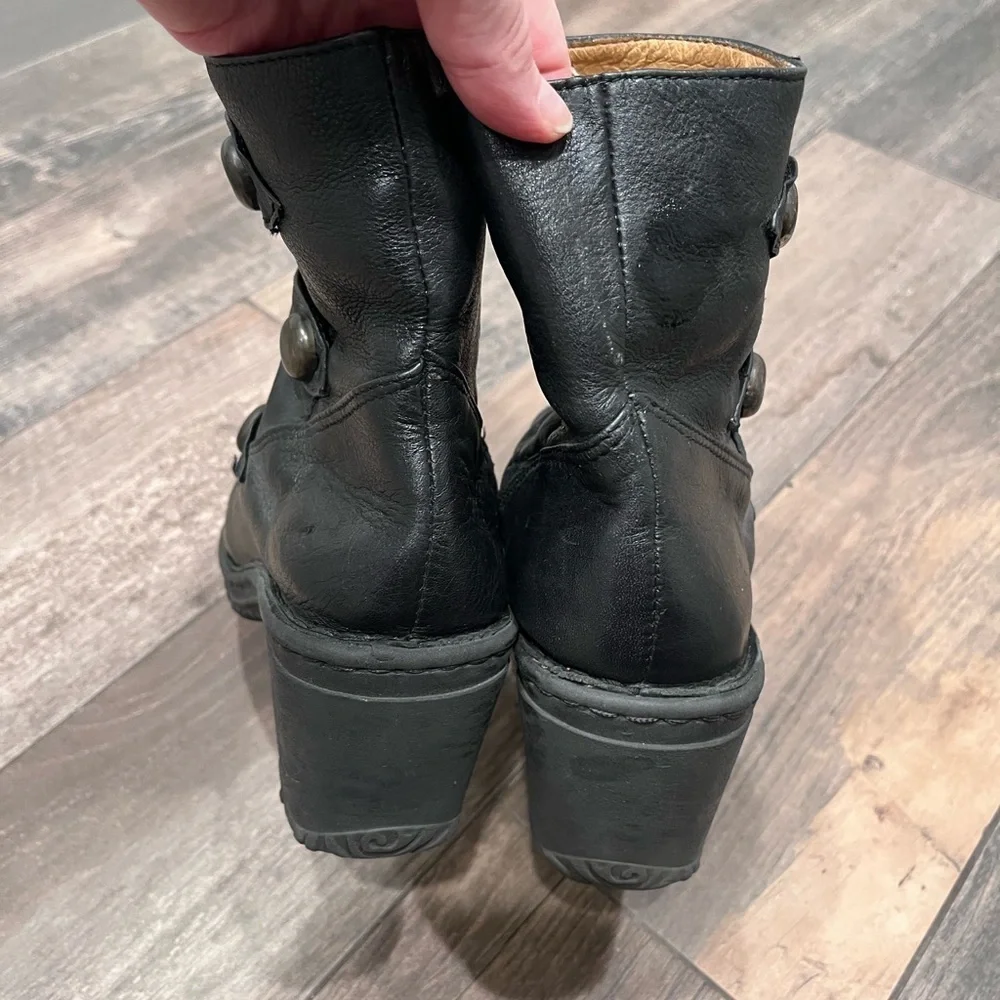 Lassen Black Leather 3-strap Ankle Boot Booties Sz 10.5 Retro Military Goth